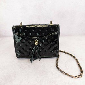 Womens Bag Leather Crossbody Shoulder Black Clutch Envelope Purse Tasseled Y2K